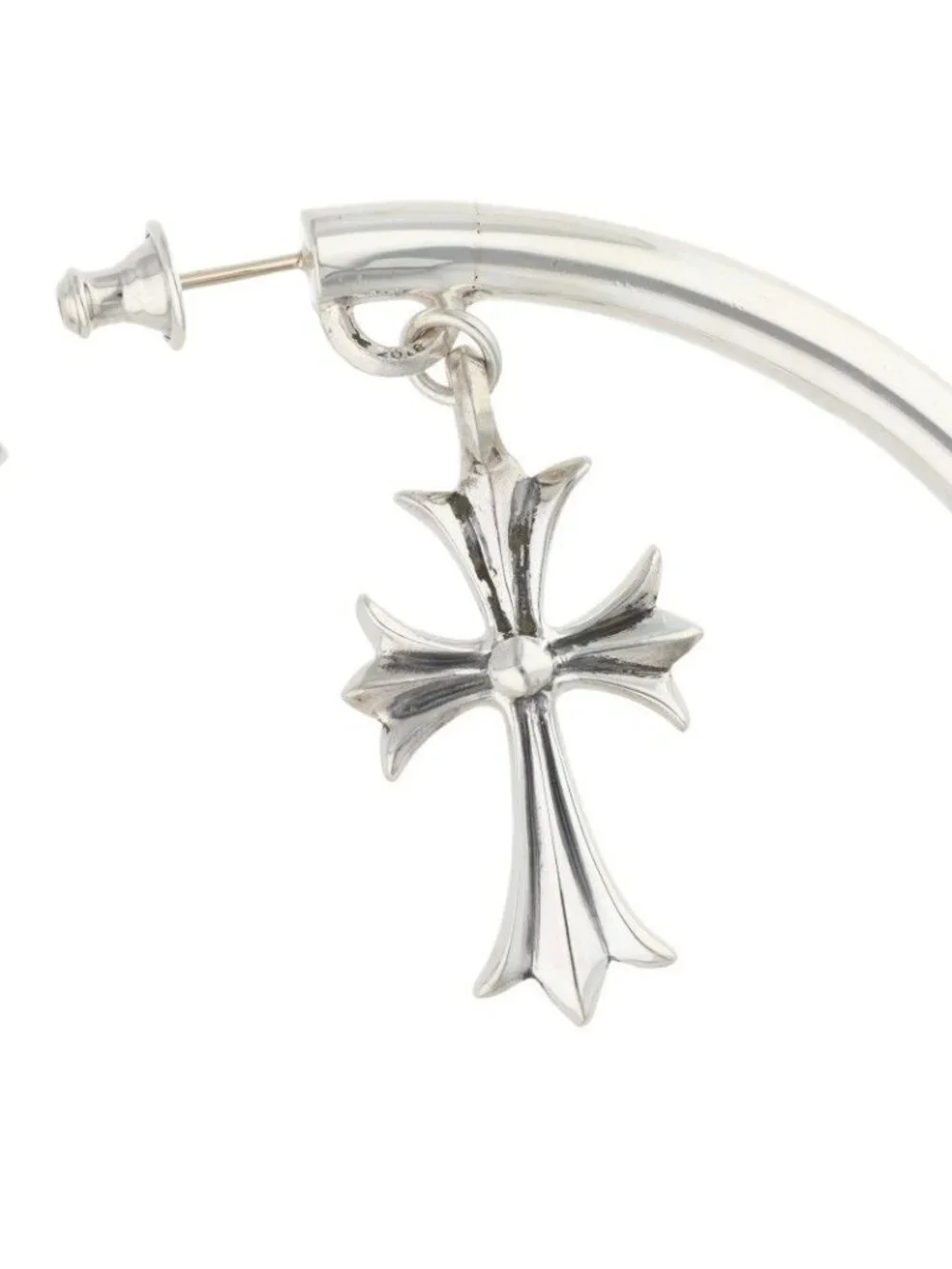 Chrome Hearts Tiny CH Silver Earrings with Cross